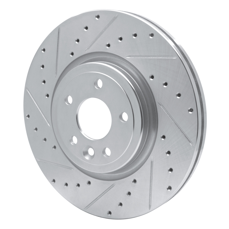 Jaguar XF Brake Rotor (1) - Front Left - R1 Concepts - Drilled & Slotted - Silver - `17-`20